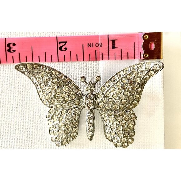 Vintage Silver & Rhinestone Butterfly Brooch and Rhinestone Clip-on Earrings - Picture 6 of 6